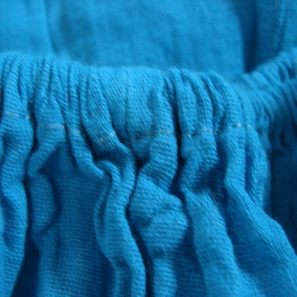 Bright Turquoise Aqua  Mexican Floral Embroidered Dress Off Shoulder Summer - Picture 7 of 12